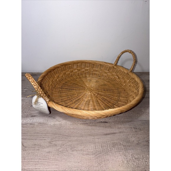Studio Magee Round Basket With Two Handles 18" Diameter Handwoven Tray- NWT - Picture 2 of 8
